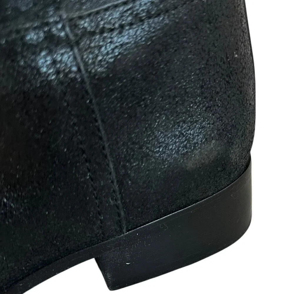 Tory Burch Kiernan Black Caviar Tumbled Leather Tall Riding Boots Size 9 Women's